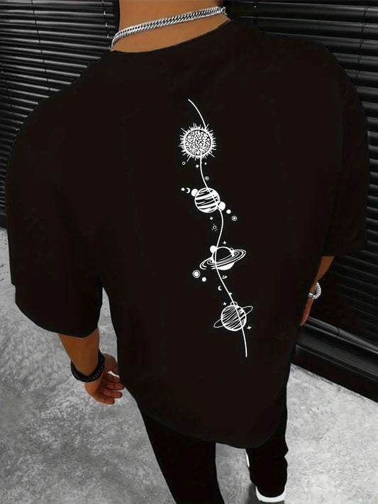 Men's Summer T-Shirt – 100% Cotton, Loose Fit, Planet Graphic