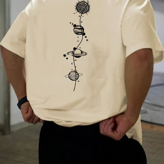 Men's Summer T-Shirt – 100% Cotton, Loose Fit, Planet Graphic