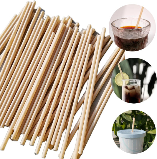 100PCS Biodegradable Bagasse Drinking Straws