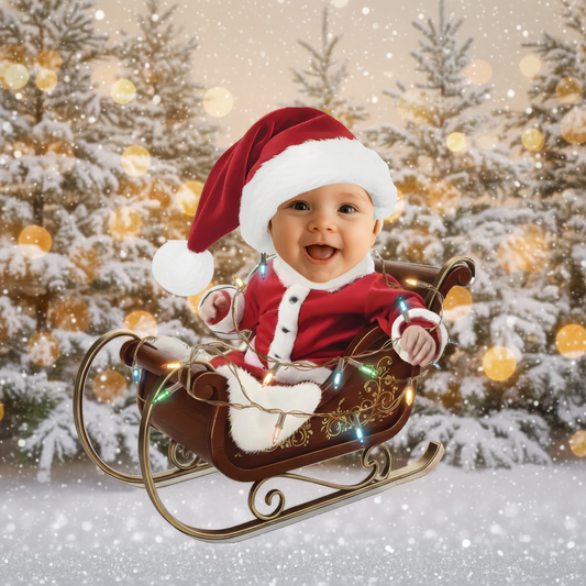 Adorable Newborn Baby - Personalized Babys Photo First Christmas Ornament