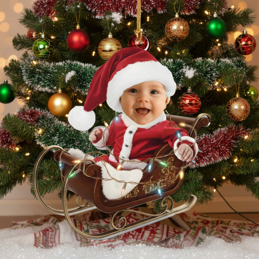 Adorable Newborn Baby - Personalized Babys Photo First Christmas Ornament