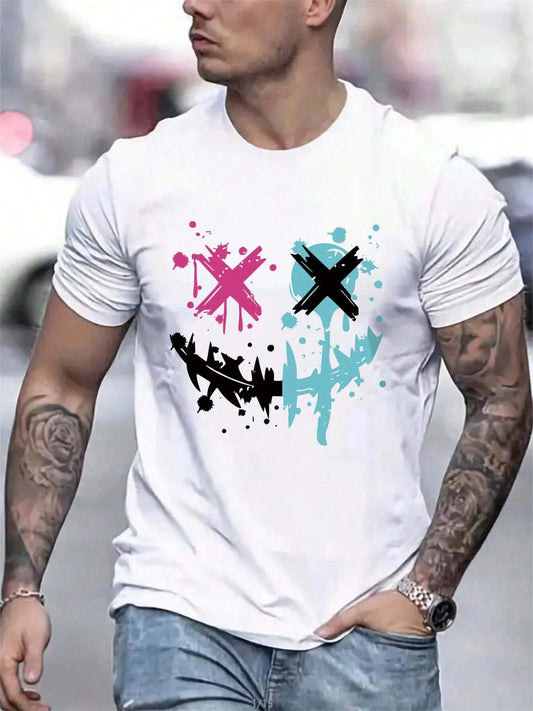 Men's Smiley Face Cotton T-Shirt – Loose Fit, Summer Style