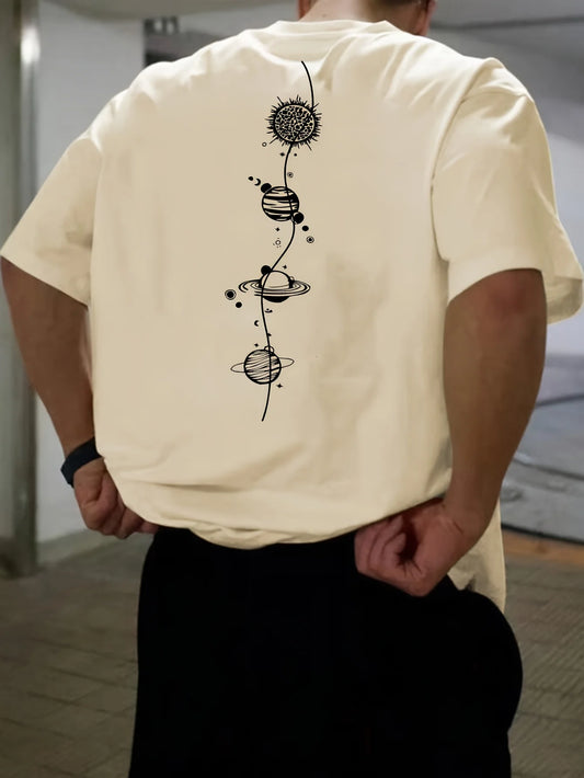 Men's Summer T-Shirt – 100% Cotton, Loose Fit, Planet Graphic